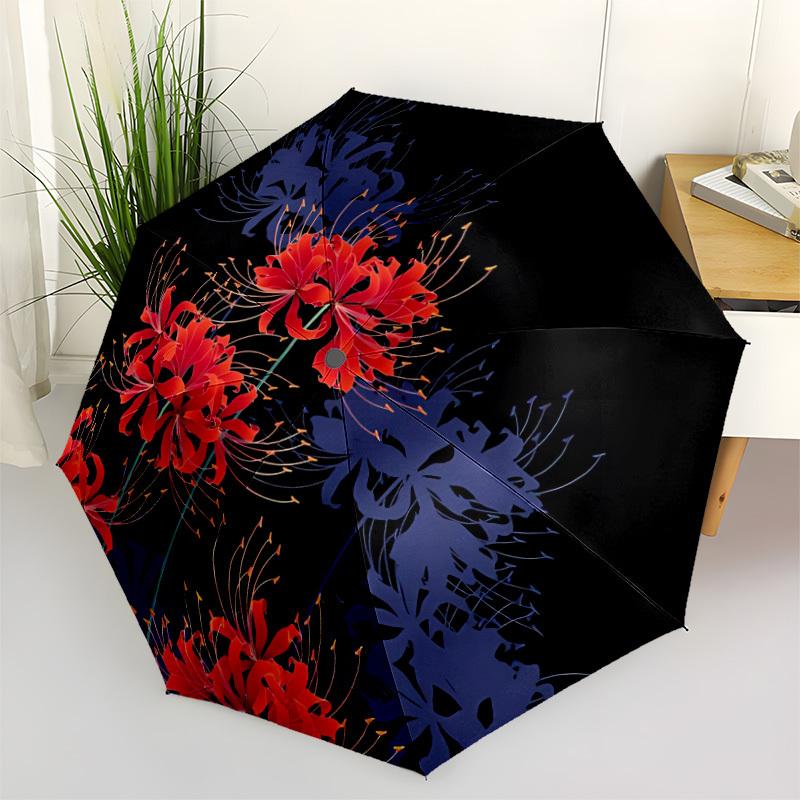 

1pc Lilies Automatic Folding Umbrella - 8-Rib Automatic Open/Close, Portable Collapsible Compact Umbrella yy251218052