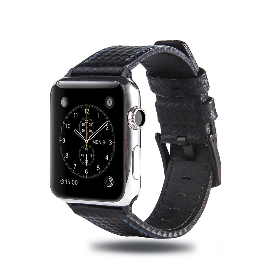 Fashion  Leather Carbon Fiber Strap for Apple Watch 9 8 7 Ultra Buckle Watch Bands for IWatch6 5 4 3SE 40 44 41 45mm 49mm Buckle Band Accessories