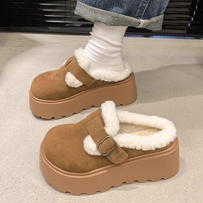 Annual bag head, half slippers, cotton slippers, thick bottom and soft bottom are not tired, increase the height, fluff is cute, daily
