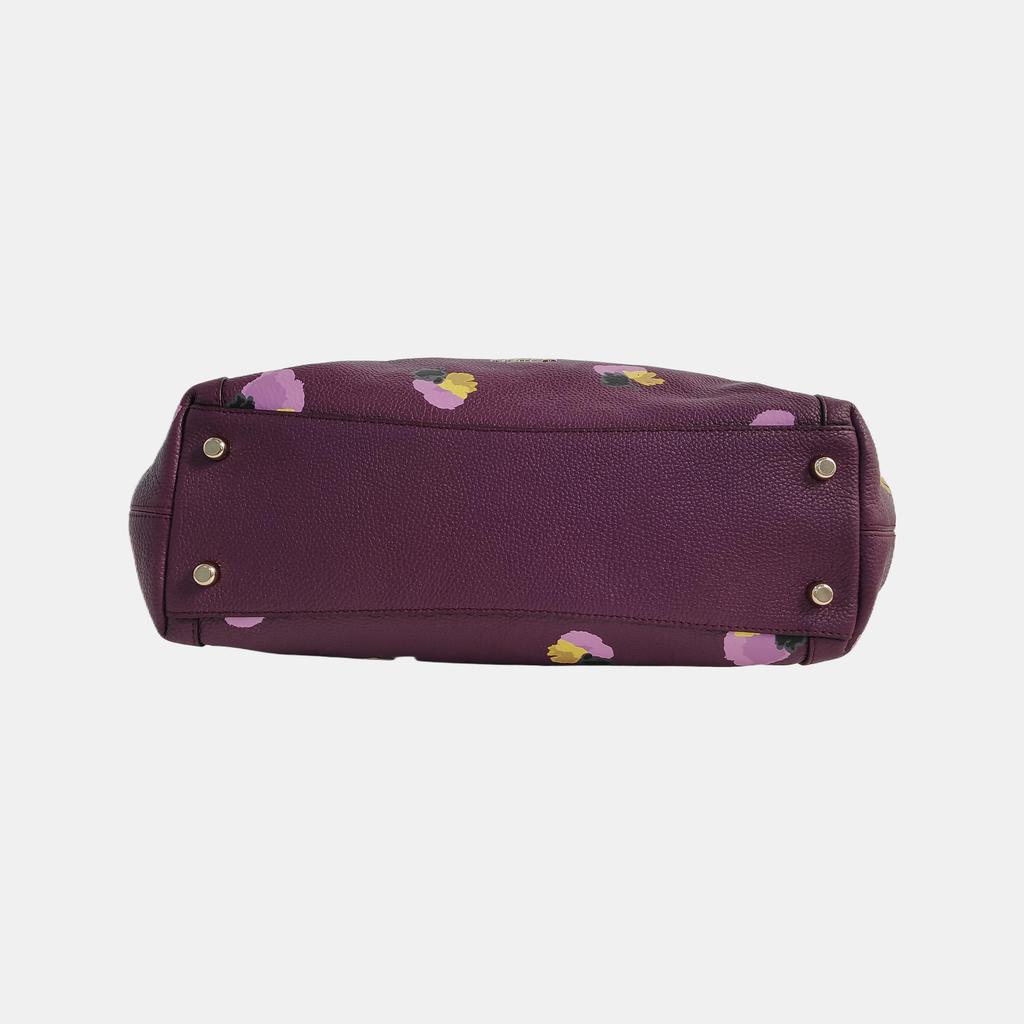 [Pre-Owned] Tote Bag Purple Red Leather Printed Shoulder Handbag - Very Good #MT49OO