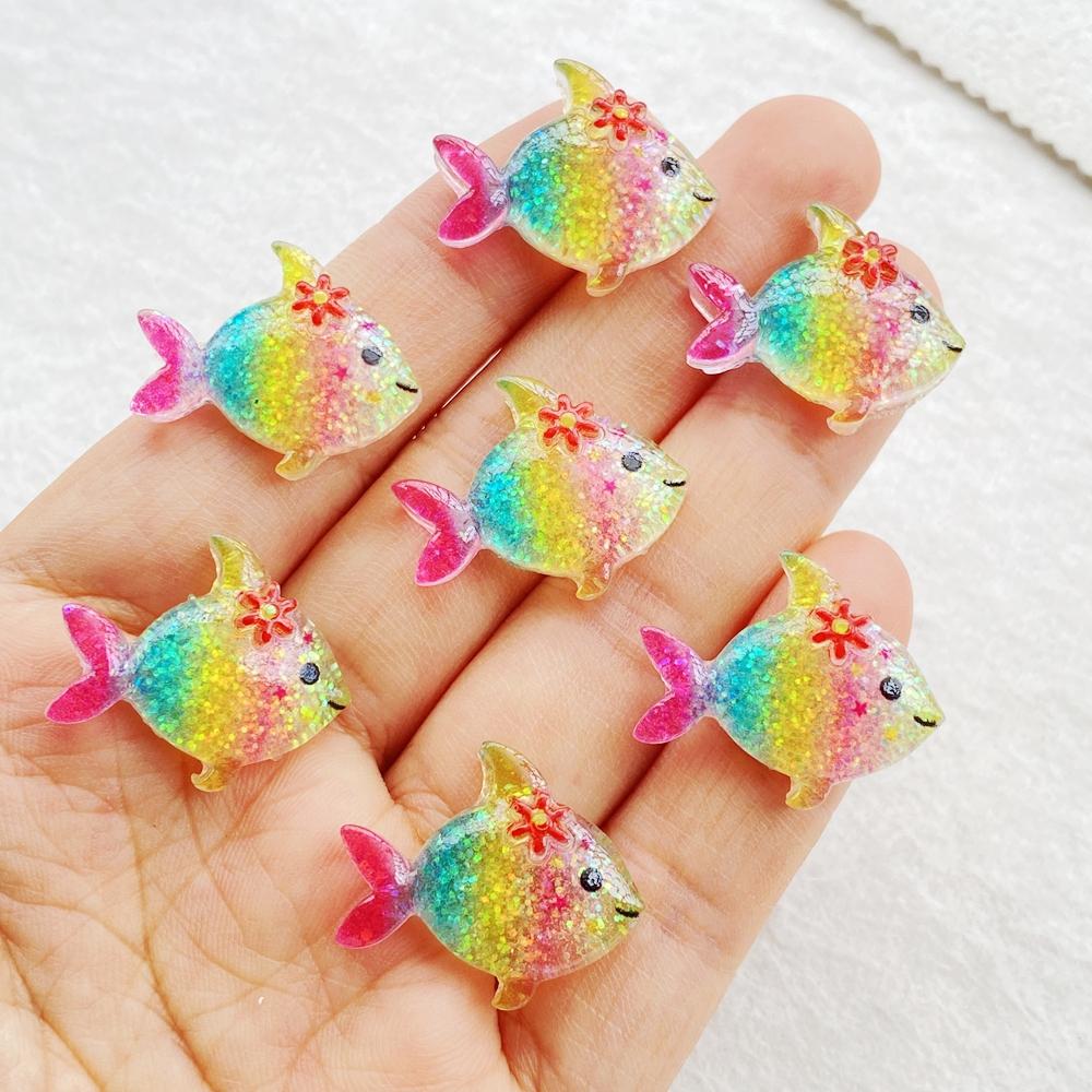 20Pcs Cute Resin Cartoon Shell, Starfish, small fish, seahorse, for Scrapbooking, Wedding Decor & DIY Jewelry Making Accessories