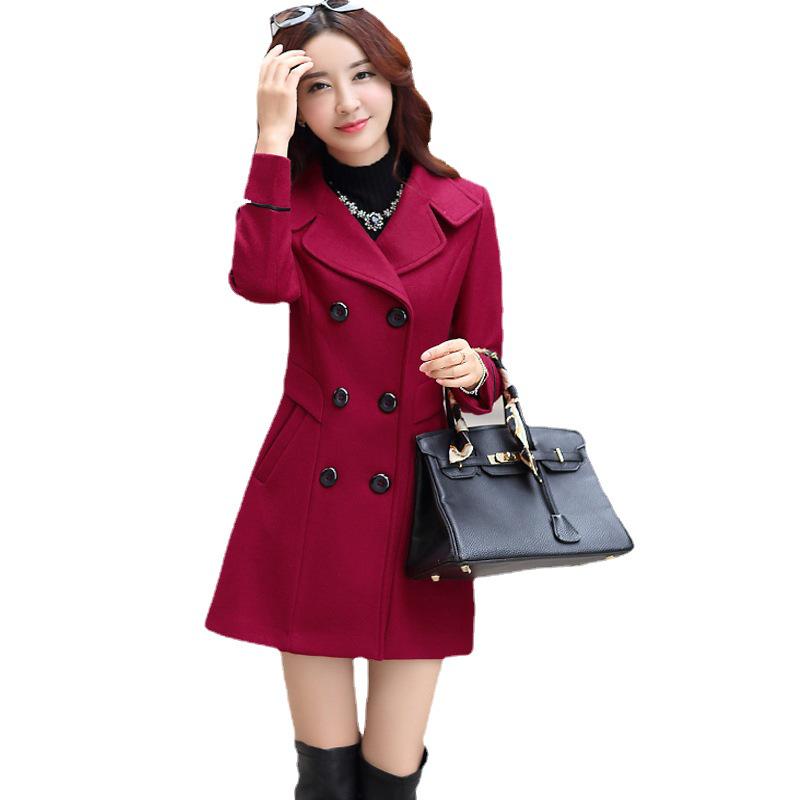 2024 Herbst/Winter Damen Schlank geschnittener doppelreihiger Woll-Trenchcoat - Neuer koreanischer Stil