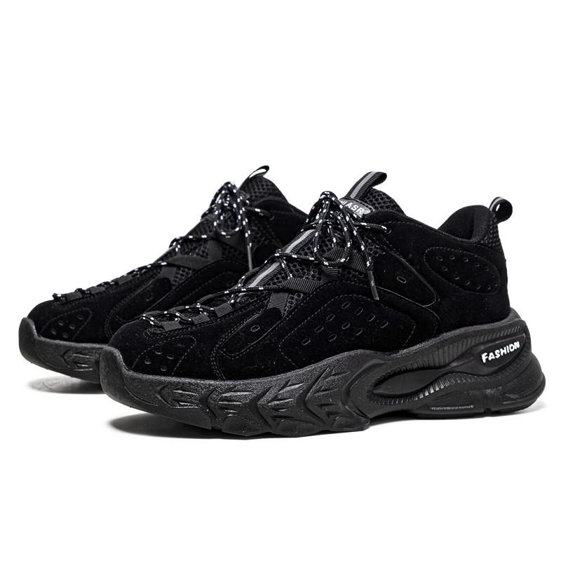 

Модные кожаные туфли Daddy Shoes с толстой подошвой, весна 2024, новые мужские повседневные спортивные туфли с индивидуальной цветовой гаммой, кроссовки для бега на дутой подошве 44 чёрный