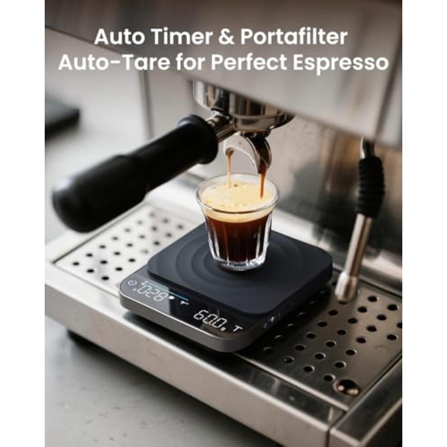 Espresso Scale with Timer Rechargeable Coffee Scale with Flow Rate Indicator 0.1g Accurate Coffee Been Scale for Pour-Over Gift