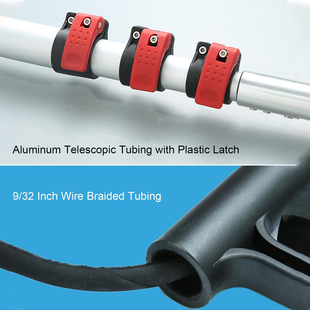 Telescoping Pressure Washer Wand 2 Hose Adapters 5 Sections 5 Different Nozzles Sturdy Telescopic Spray Wand 6.33m for Drains