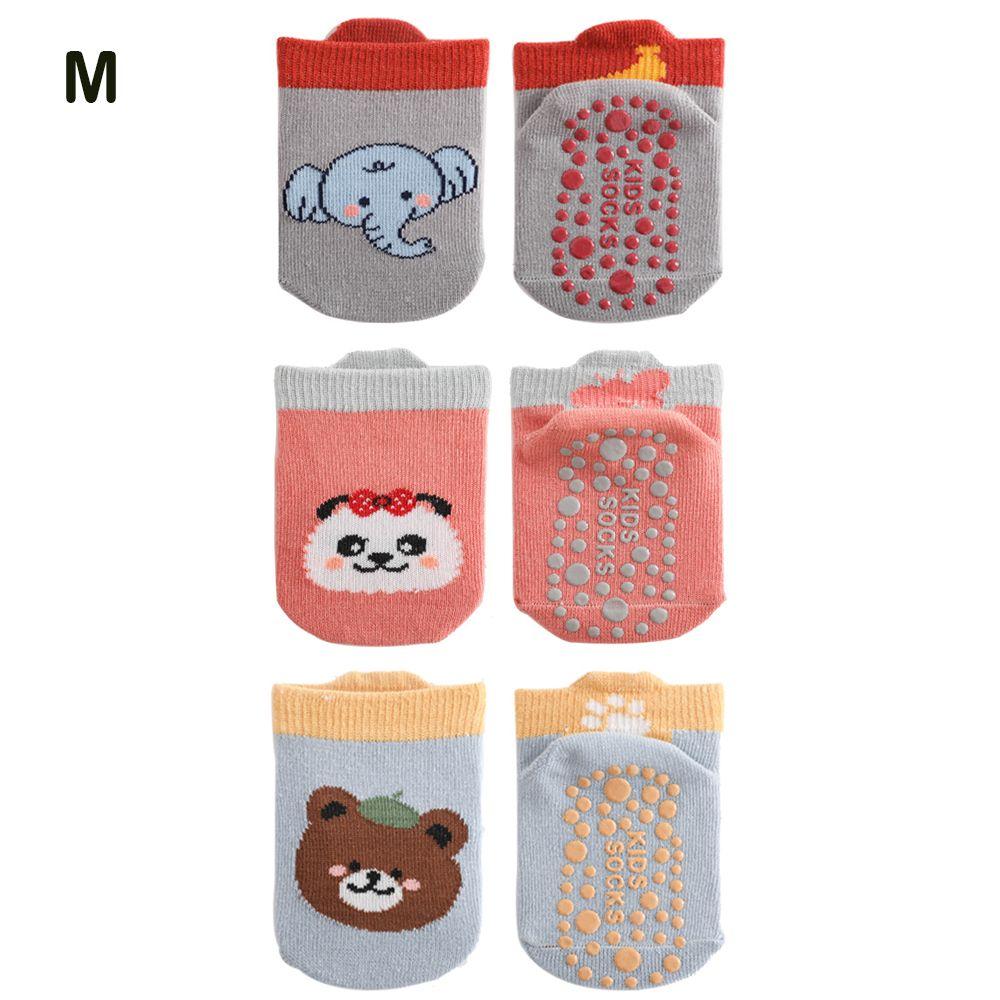 3 Pairs/Set Cartoon Animal Pattern Floor Socks Breathable Kids Step Socks Kids Cotton Socks