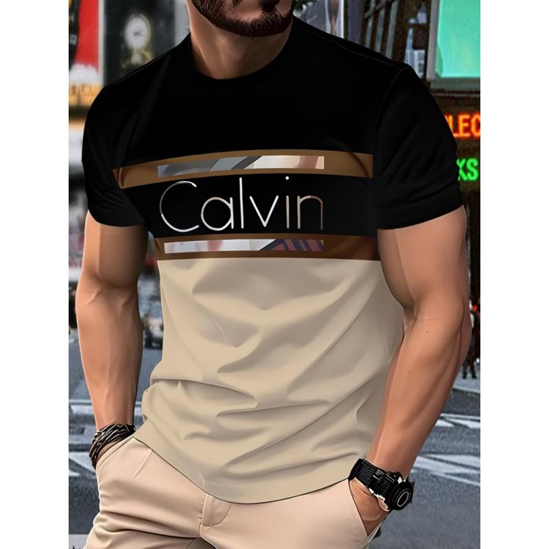 Herren 3D Digitaldruck Kurzarm T-Shirt Rundhals Lässiges Tee Schmale Passform Jugend Mode Top