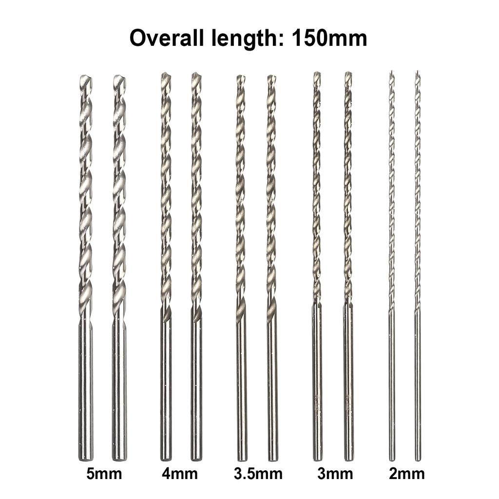 10Pcs Extra Long HSS High Speed Steel Drill Bit Set 2mm 3mm 3.5mm 4mm 5mm Bits Twist Drill Power Tool Accessories