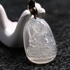 White agate eight guardian natural crystal Guanyin pendant, twelve zodiac white chalcedony Buddha pendant 202