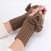 Bow Knitted Gloves Fingerless Half Finger Gloves Fashion Twists Gloves  Winter
