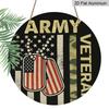 2D Flat Printing, 1pc, Circular Metal Sign/ Plaque for Veterans' Commemoration, Memorial Day, Suitable for Natural Decoration, Walls, Rooms, Gardens