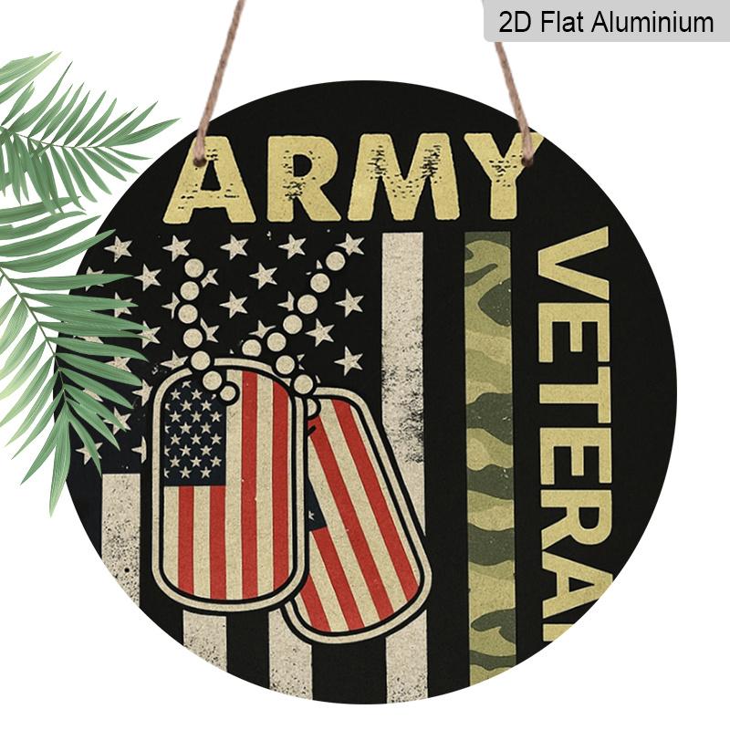 

2D Flat Printing, 1pc, Circular Metal Sign/ Plaque for Veterans Commemoration, Memorial Day, Suitable for Natural Decoration, Walls, Rooms, Gardens 7.87*7.87in