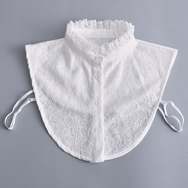 Ny Stå Falsk Krage+Falsk Mansjett Vintage Avtakbar Skjorte Falsk Krage for Kvinner Bluse Genser Revers Toppdekor