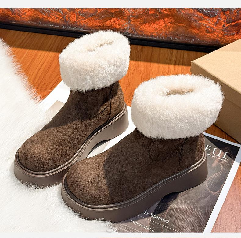 Snow boots women's 2025 new winter waterproof and non-slip thick-soled heightening boots short boots velvet thermal cotton boots women's