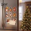Natural Wood Holiday Accents Arch Wooden Christmas Fridge Magnet Set, Window Frame Festive Metal Cabinet Magnets Magnetic Decor for Refrigerator