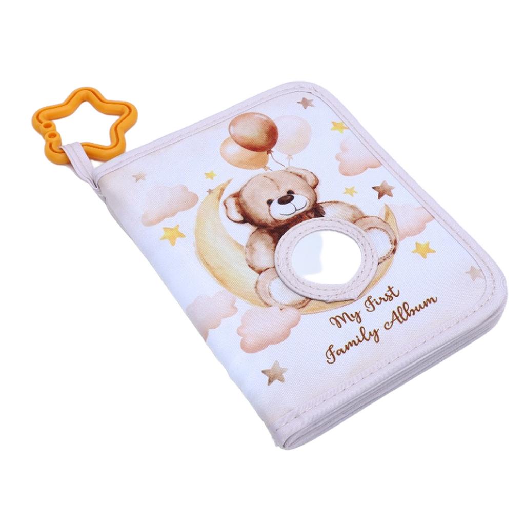 My First Family Album Soft Photo Cloth Book for Newborn Toddlers Hold 17 Photos Brown Bear Family Album Picture Book