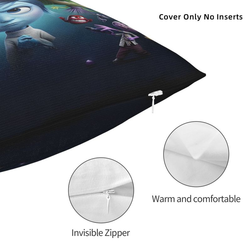 Benutzerdefinierte Cartoon Inside Out Anime Kissenbezug 45x45cm Dekor Zuhause Mode Kawaii Disney Film Kissen für Sofa Quadratischer Kissenbezug