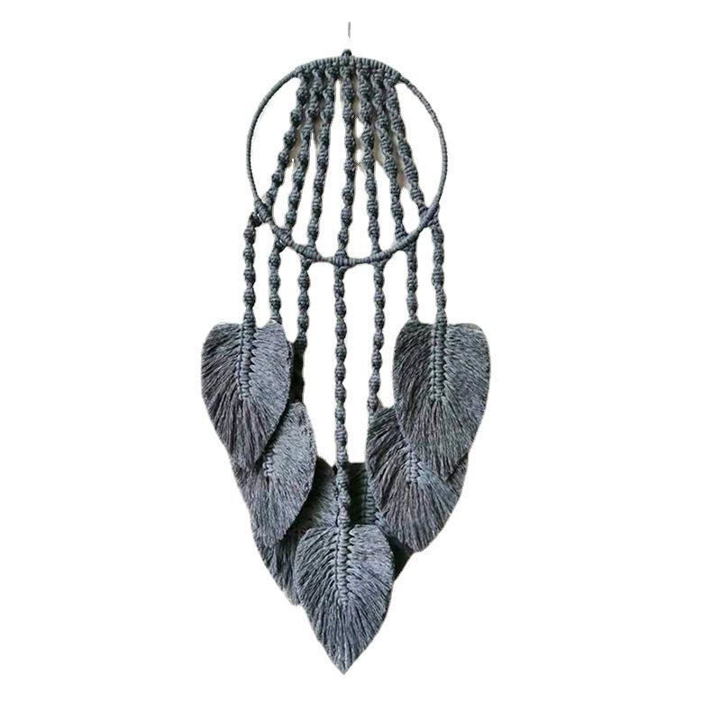 Handgewebter Baumwoll-Traumfänger mit Blattmuster, Wandbehang für Wohnzimmer, Schlafzimmer, Orientalisch Boho Chic Wandteppich-Dekor