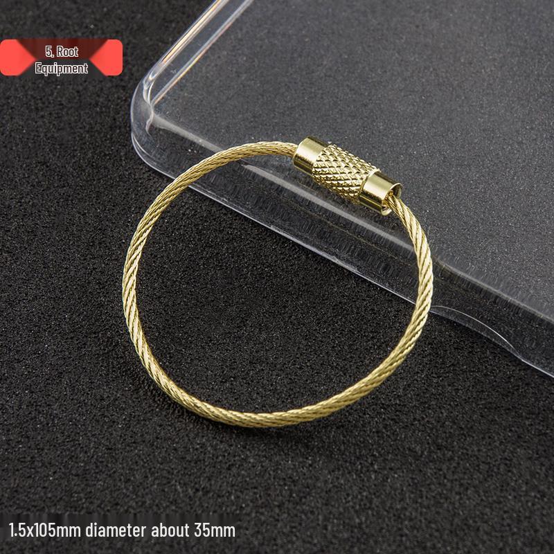 

Набор из 5 золотых стальных тросиковых колец для ключей: Креативные, Простые DIY Аксессуары