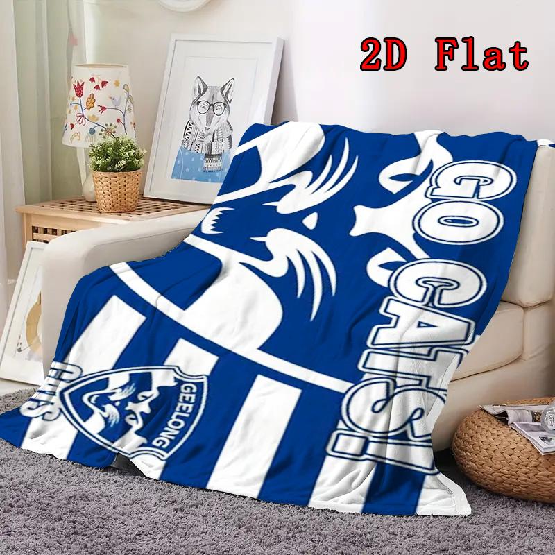 Geelong Cats 2D Flat Pattern Flannel Blanket High quality All Seasons Warmth and Comfort Perfect for Christmas Gifts.
