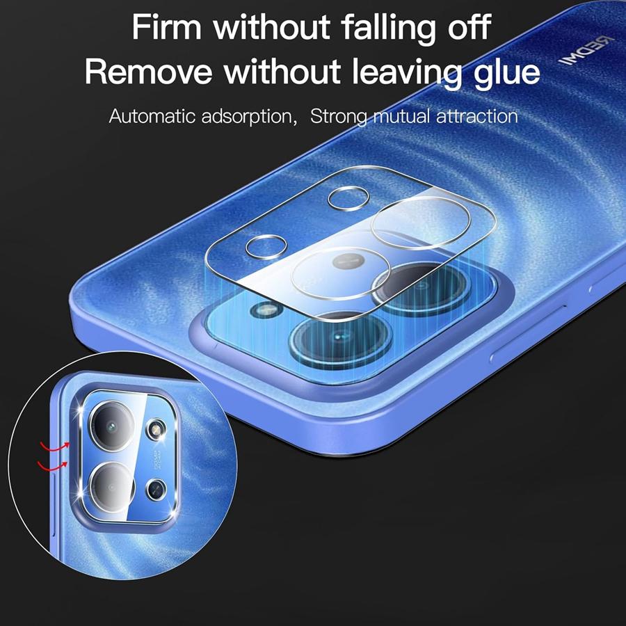 2 Pack Dual-Layer Design Tempered Glass Lens Camera Protector Film for Redmi 15 15C A5 4G 5G