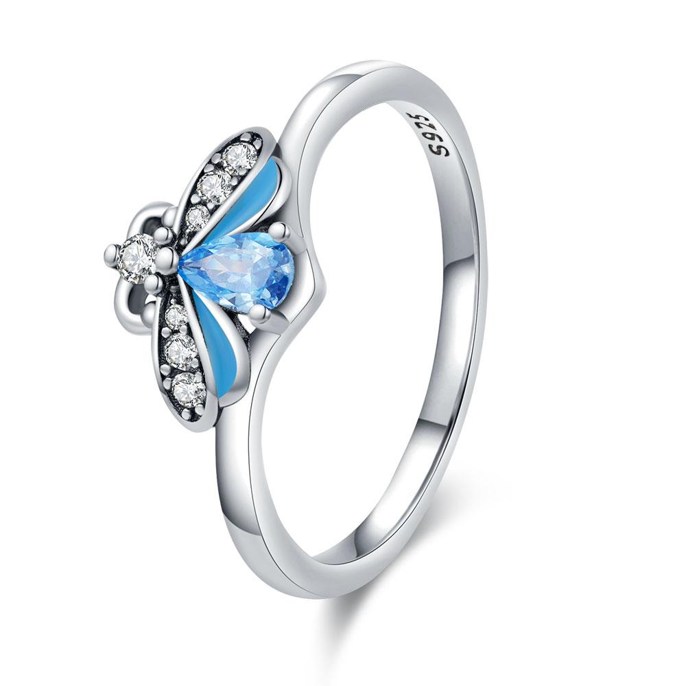 Original S925 Silver Creative Double Circle Snake Ring Fish Tail Black Pearl Octopus Ring Cute Ladies Jewelry Gifts