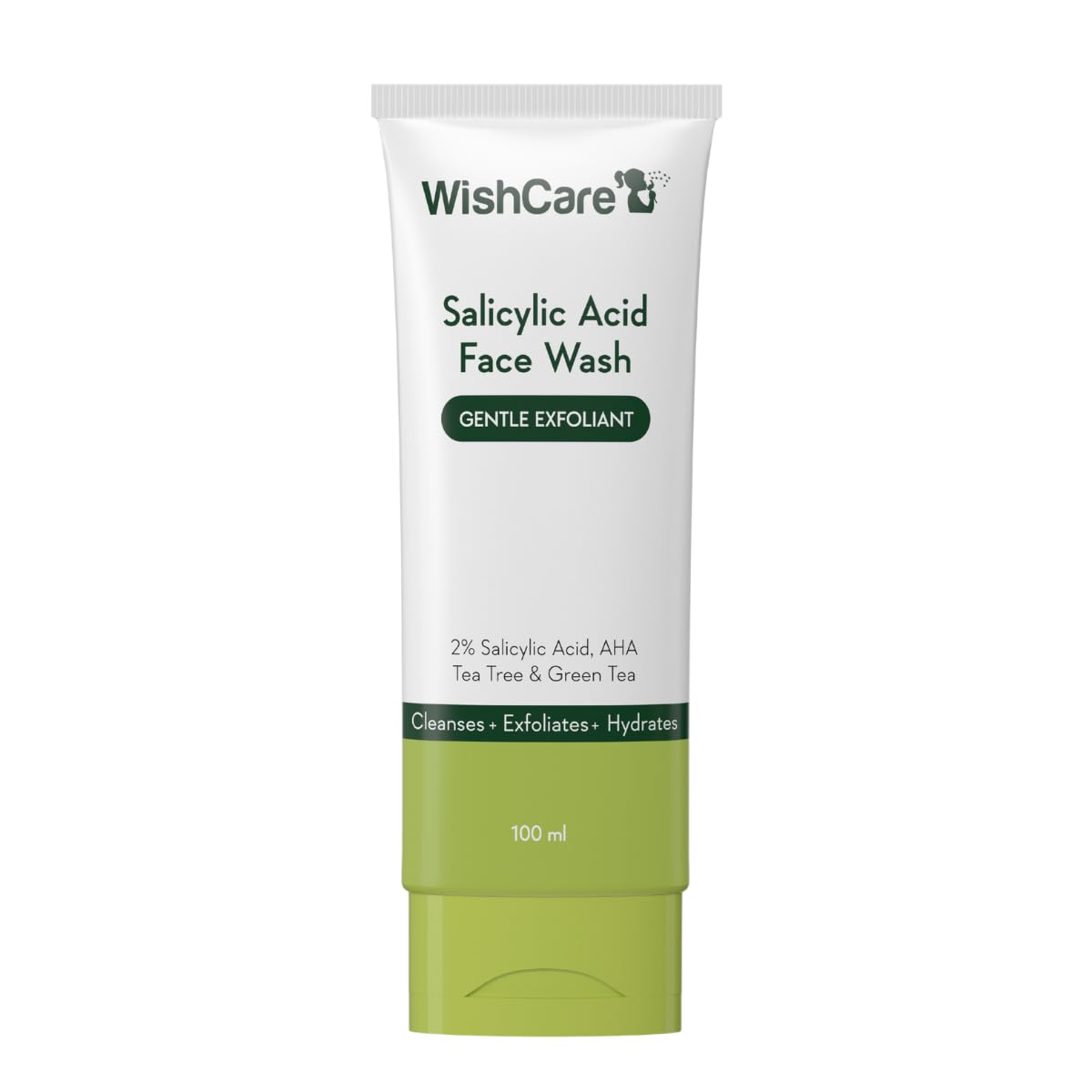 WishCare Salicylic Acid Face Wash For Women & Men | Reduces Acne & Controls Oil | With AHA, Green Tea, Chamomile & Tea Tree | Salicylic Acid Face