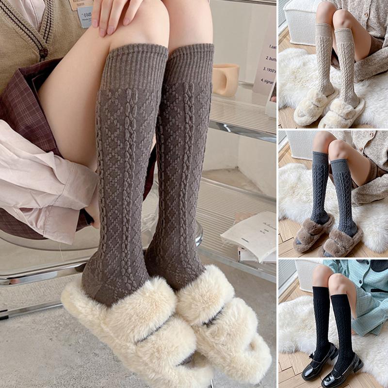 

1 пара длинных носков для девочек, гольфы, гольфы, чулки, хлопковые носки, модные однотонные гольфы