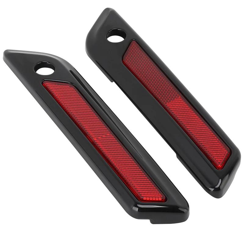 

Smoke Hard Saddlebag Latch Cover Motorcycle Black Reflectors For Harley Touring Road King Road Glide Street Glide 2014-up