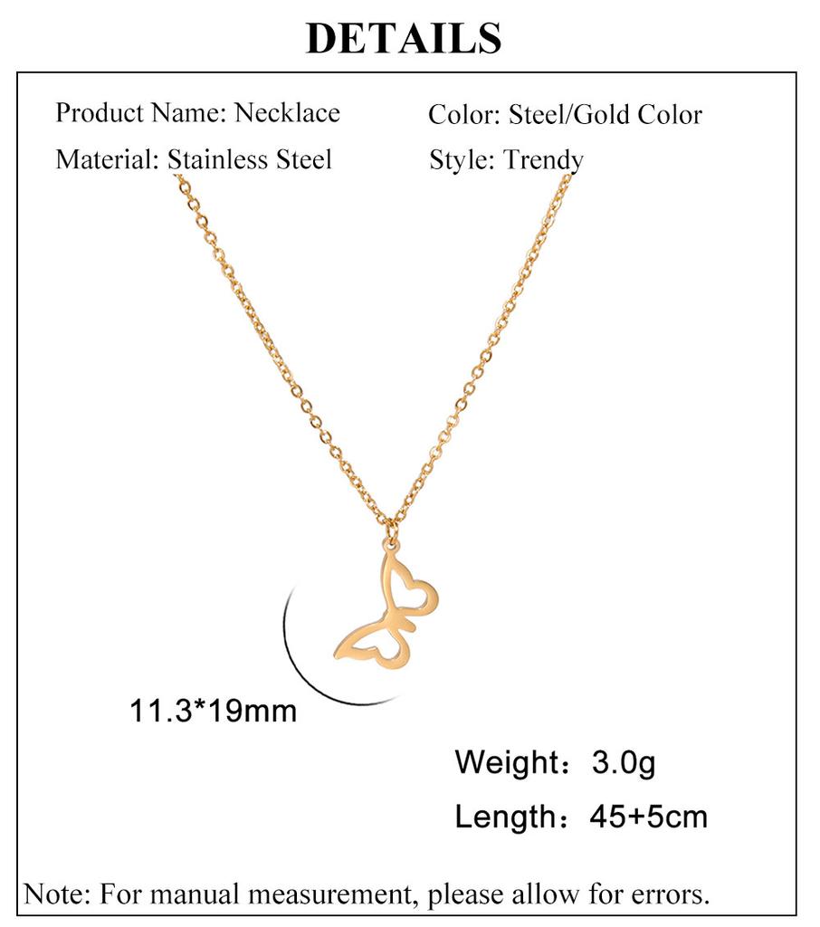 Cazador Korean Stainless Steel Butterfly Pendant Necklace Trendy Gold Color Chain Necklaces For Women Jewelry Gifts New 2026