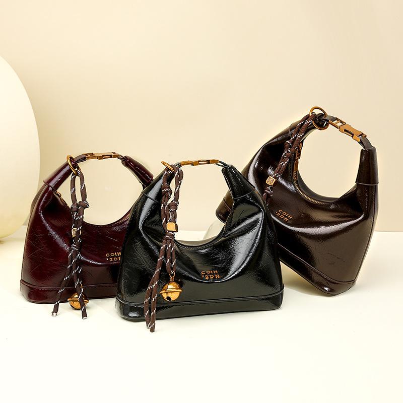 Faux Leather Hobo Bag for Women Fashion Shoulder Bag with Gold Hardware and Tassel Charm Elegant Everyday Handbag