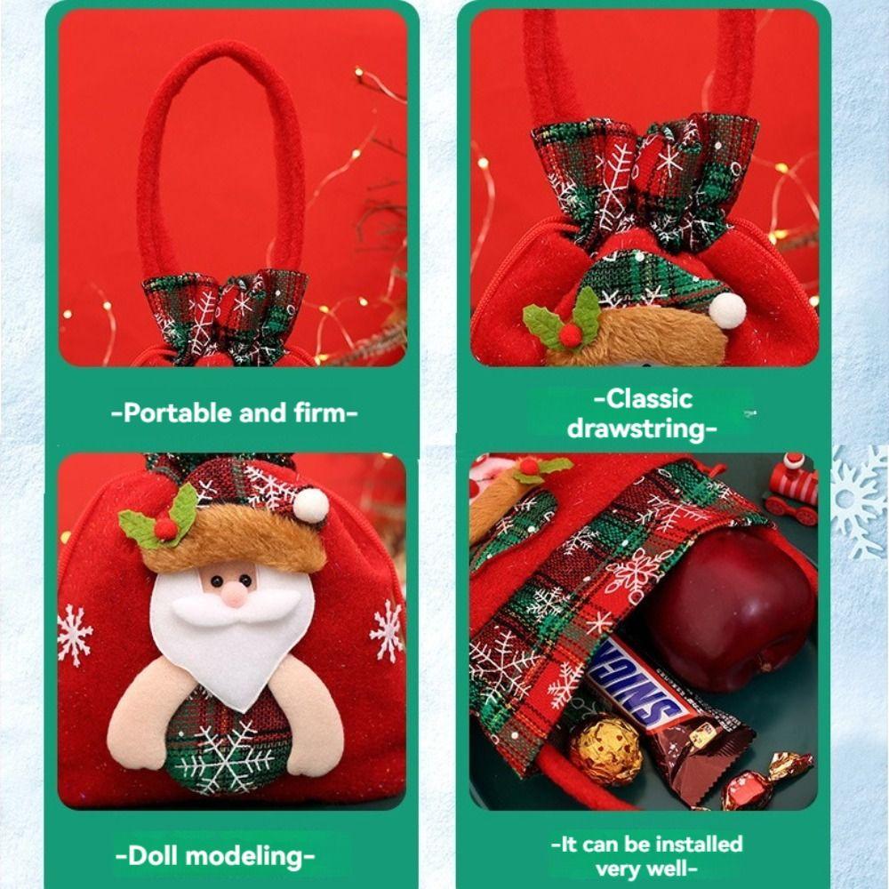 Entzückende Elchpuppe Weihnachtsgeschenktasche Niedlicher Schneemann Große Kapazität Feiertagsgeschenktasche Lustige Strapazierfähige Kordelzugtasche Kinder Erwachsene