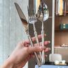 Western Food Tableware 304 Stainless Steel Slim Waist Handle Knife Fork Spoon Mirror Polished Dishwasher Safe Flatware