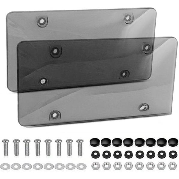 ANBOO 2 Pack License Plate Cover, Clear License Plate Protector License Plate Frame For American Standard Cars,12.2"X6.3", Grey