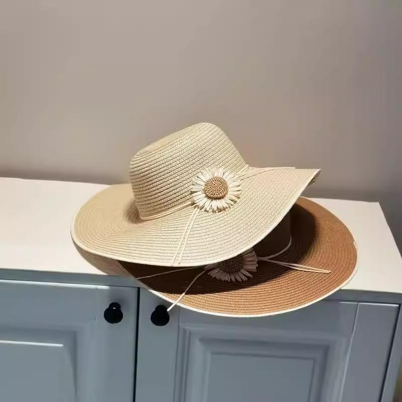 Hat Women's Summer New Handmade Straw Big Edge Straw Hat Women's Travel Photo Sun Protection Foldable Dome Sun Hat