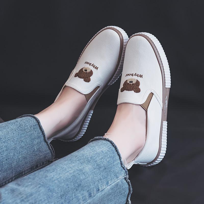 

Новые женские лоферы Дышащие повседневные парусиновые туфли Женские туфли на плоской подошве Нескользящие кроссовки 40 белый