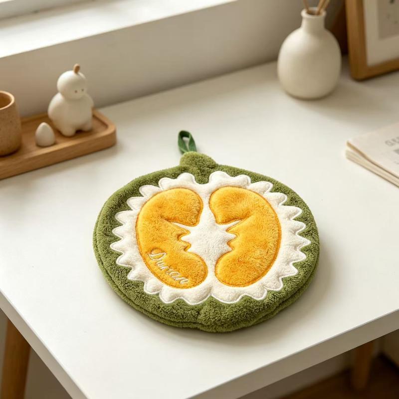 Cute Fruit Shaped Coral Fleece Hand Towels With High Absorbency And Hanging Loop Perfect For Kitchen Bathroom Use