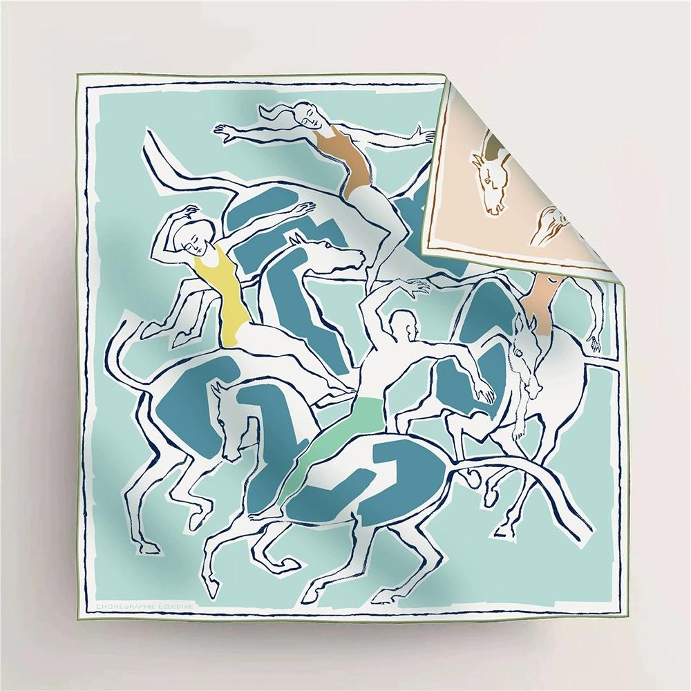 

90*90cm Double-side Twill Silk Animal Printed Square Scarf Women Traveling Foulard Hijabs 90x90cm