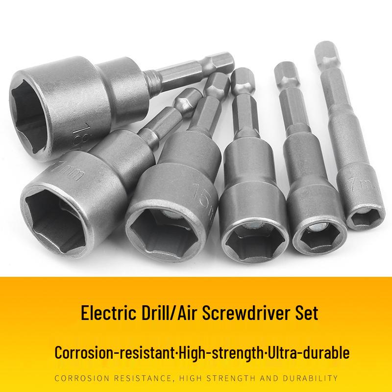 Strong Magnetic Hex Socket Bit Set for Electric & Air Wrench, Deep Extended Rod Screwdriver, Hand Drill