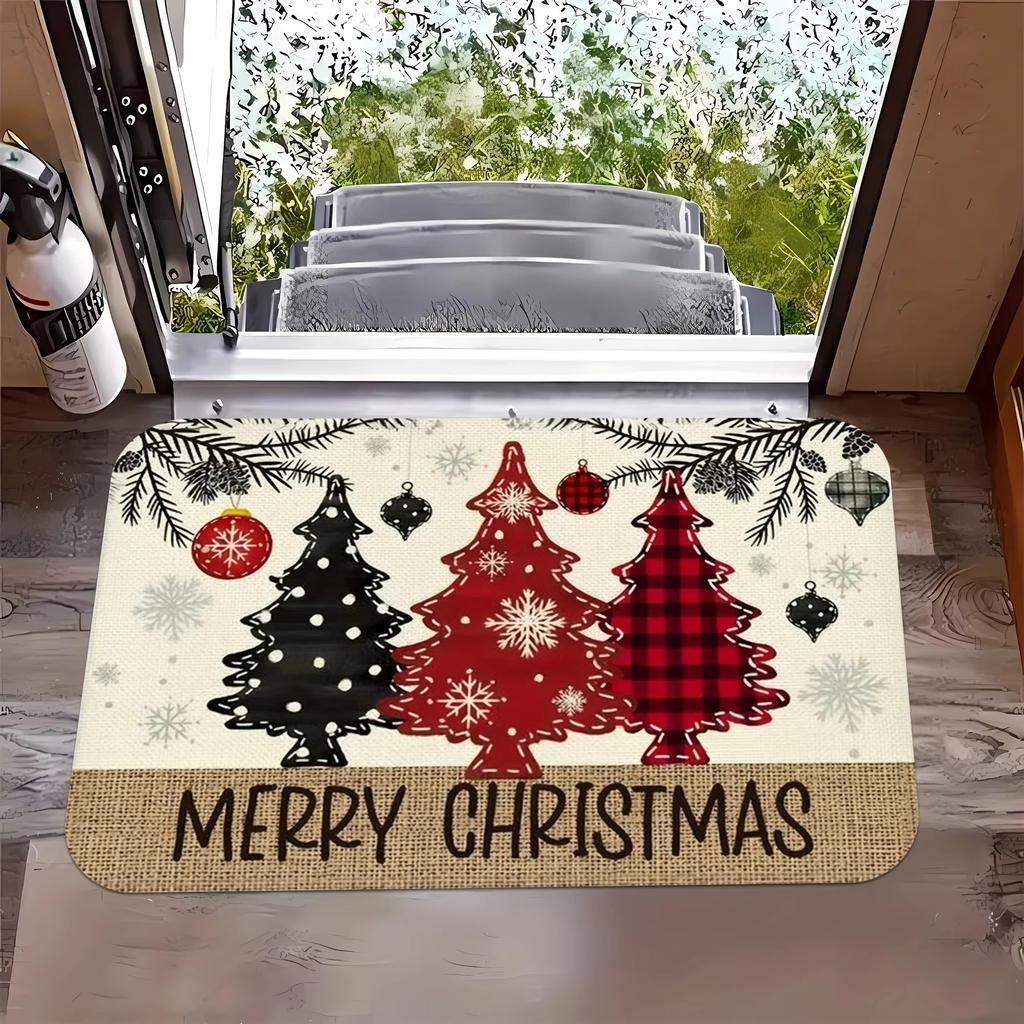 Christmas Multi Pattern Entry Floor Mat Polka Dot Snowflake Plaid Entryway Non Slip Carpet Holiday Decoration Floor Mat