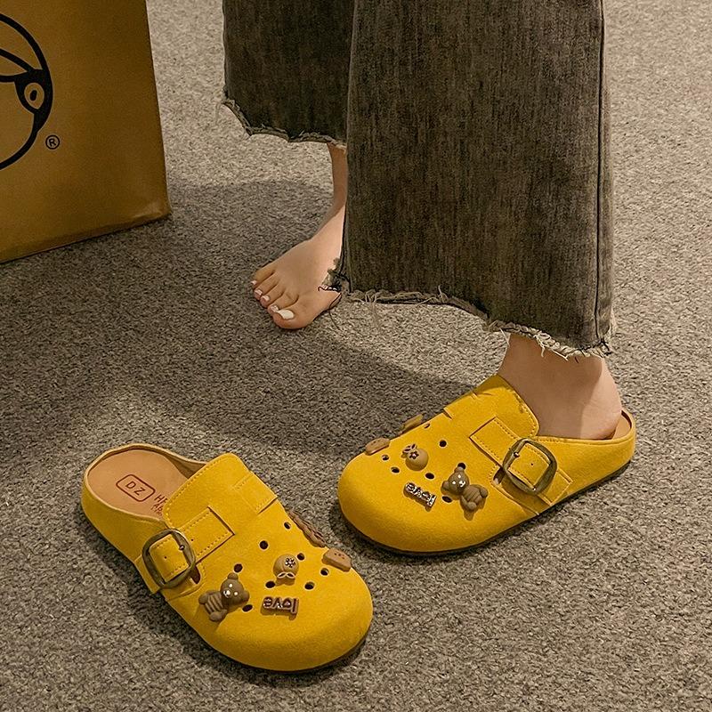 Baotou Crocs Half-slippers Women's Spring Shoes Retro Breathable One-foot Flip-flops