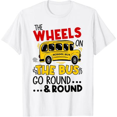 Back To School Funny The WHEELS On The BUS Toddler Kids Boys T-Shirt
