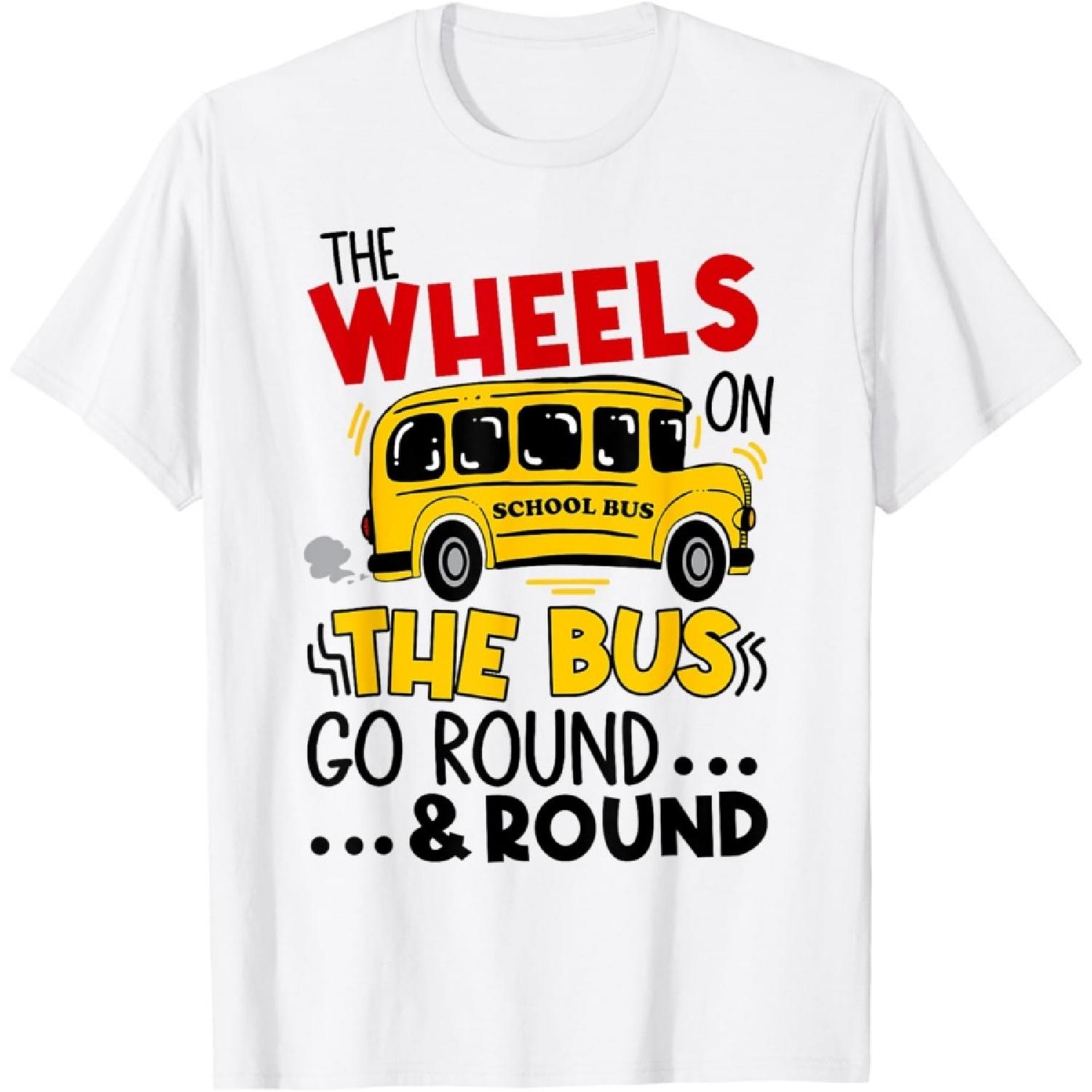 Back To School Funny The WHEELS On The BUS Toddler Kids Boys T-Shirt XXXXXL белый