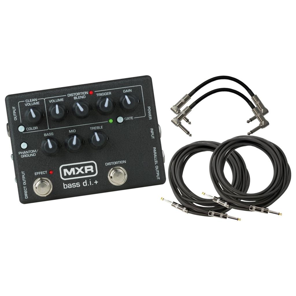 MXR M80 Bass Bass Guitar Preamp Distortion Pedal with Distortion Noise XLR Direct and Two Instrument Cables D.I.+ Foot-Switchable Channel, Gate, Out,