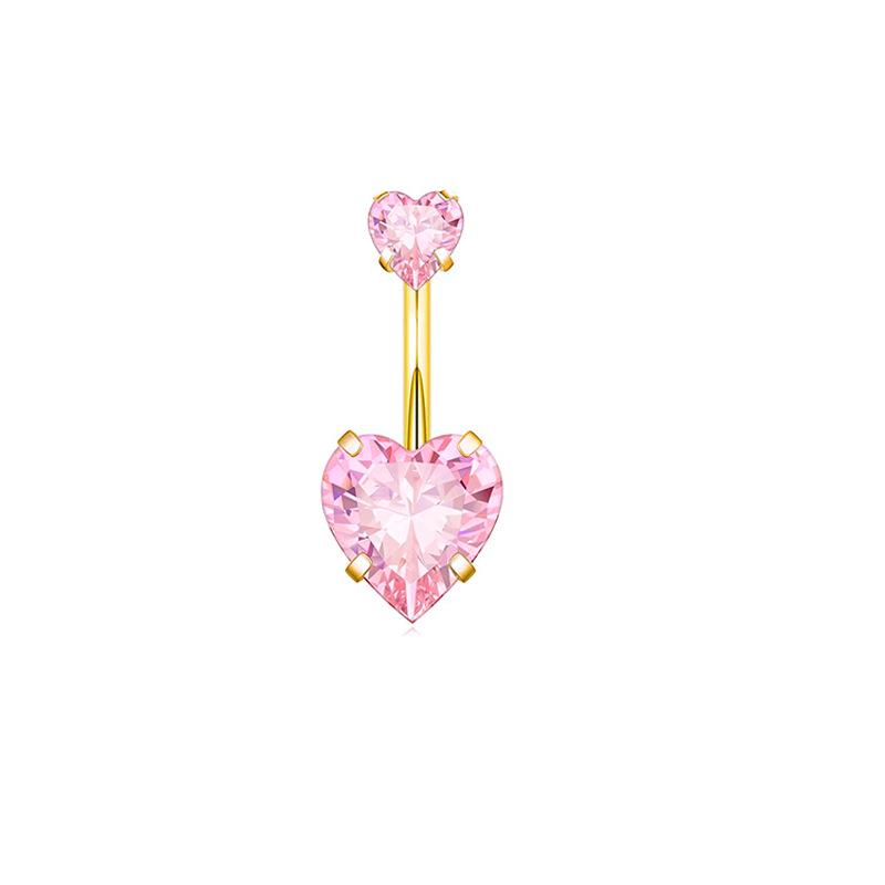 Heart-Shaped Rhinestone Belly Button Ring 5-Piece Set