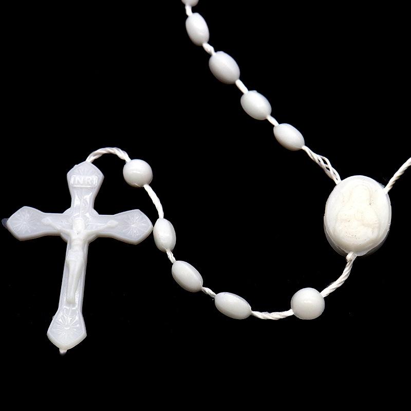 Luminous Catholic Christ Jesus Cross Plastic Rosary Crucifix Necklace Religious Church Decoration Wall Crosses Souvenirs Gifts