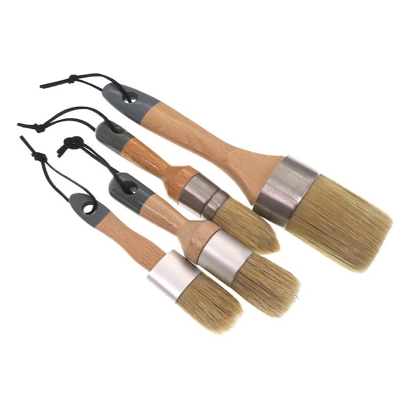 Natural Bristle Chalk Paint Brush Set, 4pcs Wax Brushes With Wooden Handle For Furniture, Cabinets, Diy Painting Projects дубильная кора