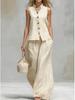 2026 European & American Summer V-neck Vest and Long Pants Fashion Set