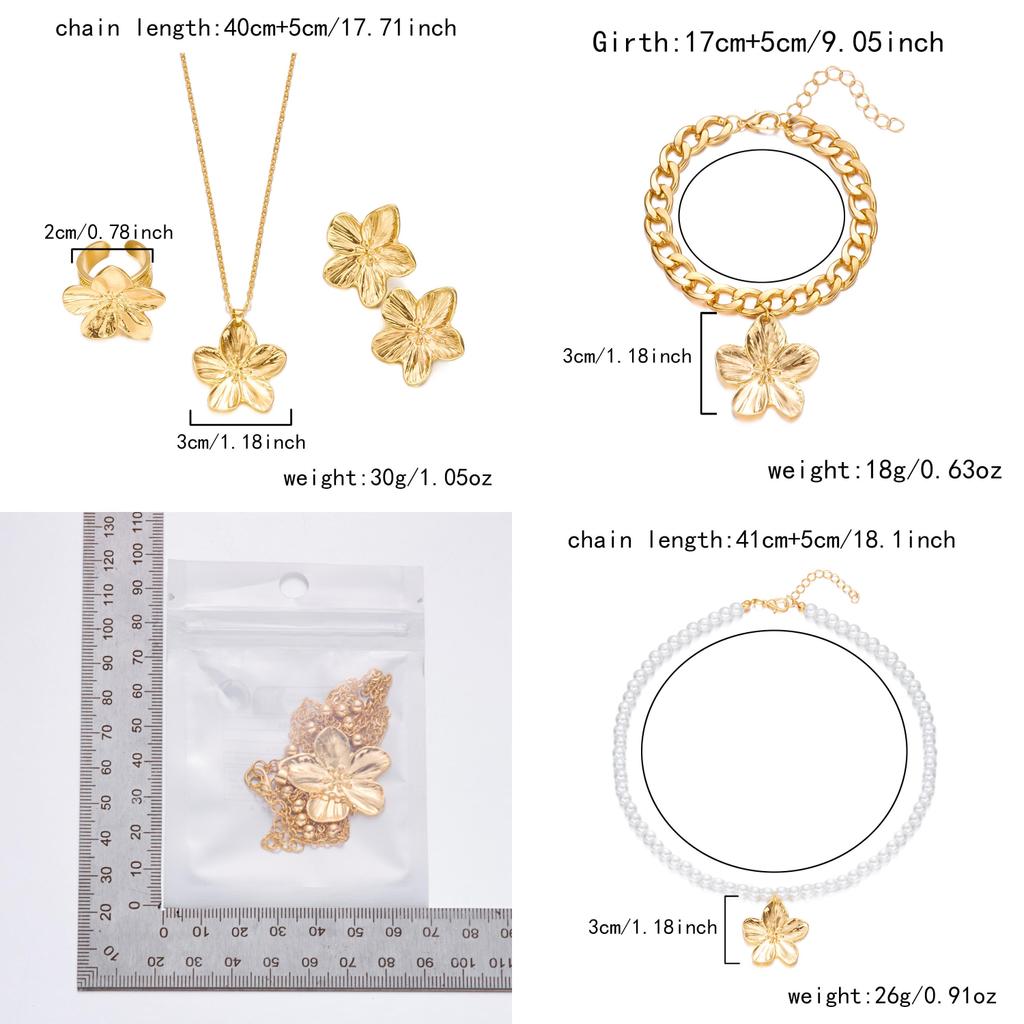 Floral Metal Pendant Necklace With Alloy Charm For Women Fashion Jewelry Set