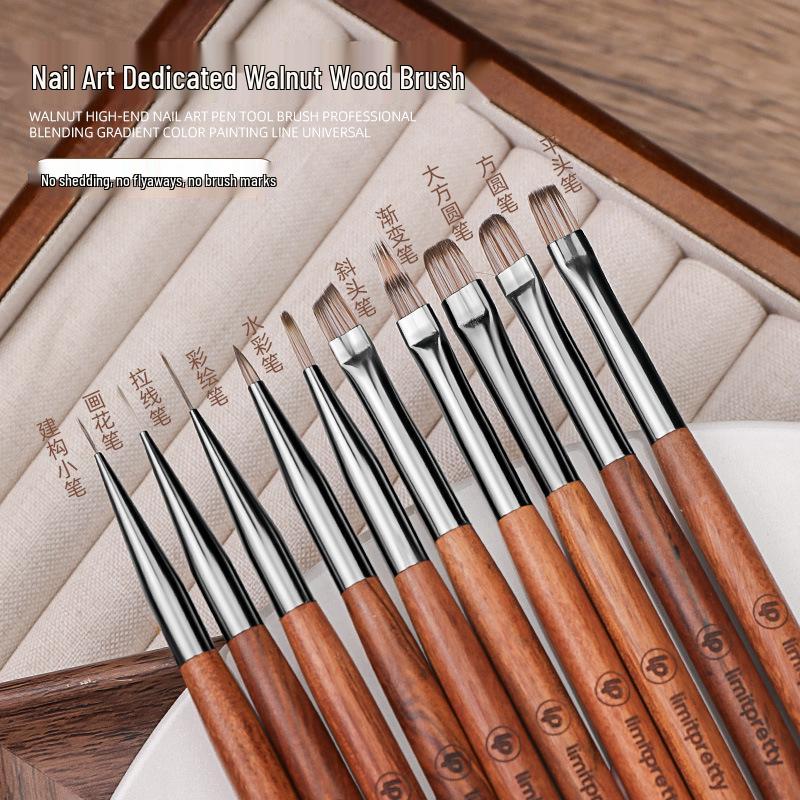 Ultra-Fine Walnut Wood Nail Art Liner Pen for Professional Detailing and Smudging Walnut Wood Line Drawing Pen